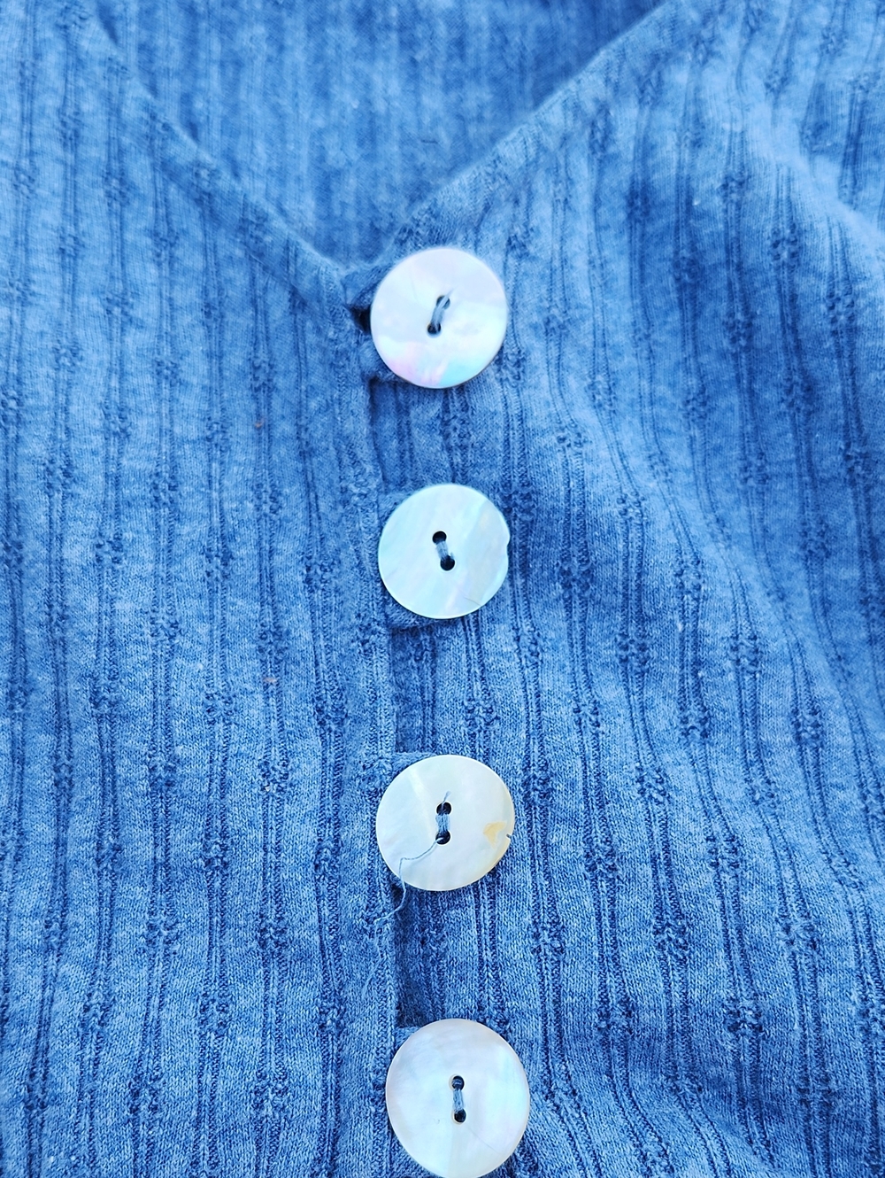 Rabbit Rabbit Rabbit Designs Blue Ribbed V-Neck Button Front Top Size XS - Picture 3 of 5